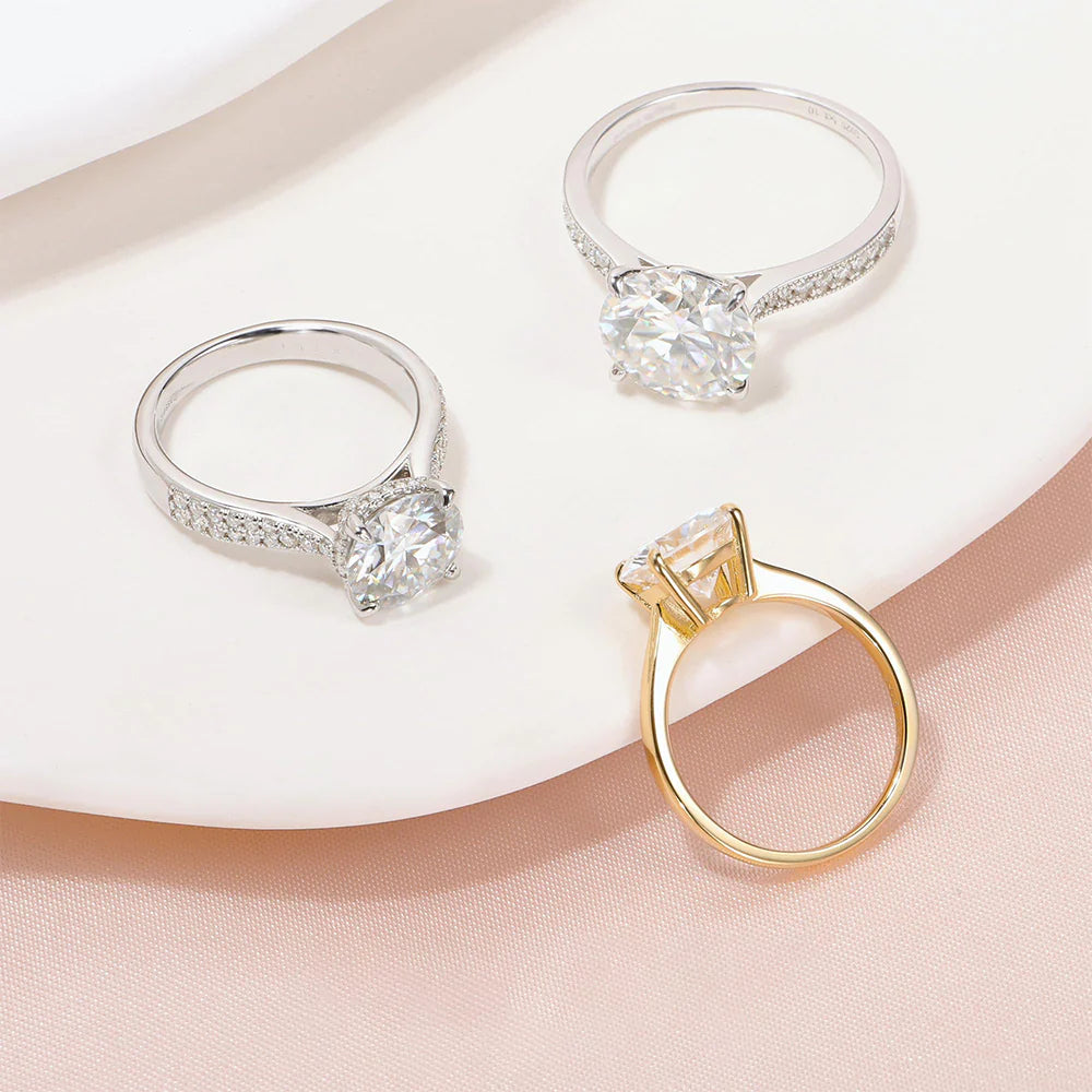 Gold Round Solitaire Lab Grown Diamond Engagement Ring