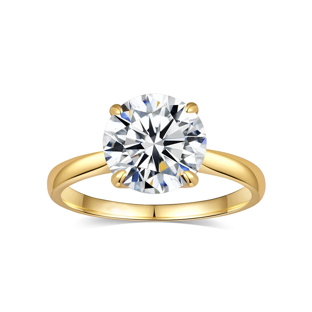 Gold Round Solitaire Lab Grown Diamond Engagement Ring