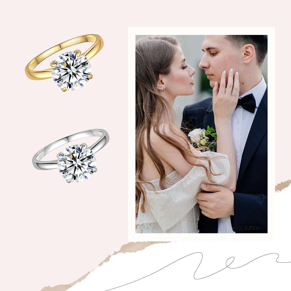 Gold Round Solitaire Lab Grown Diamond Engagement Ring