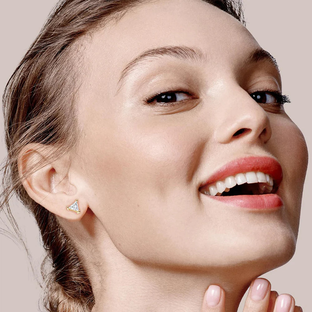 Triangular Prism Lab Grown Diamond Stud Earrings